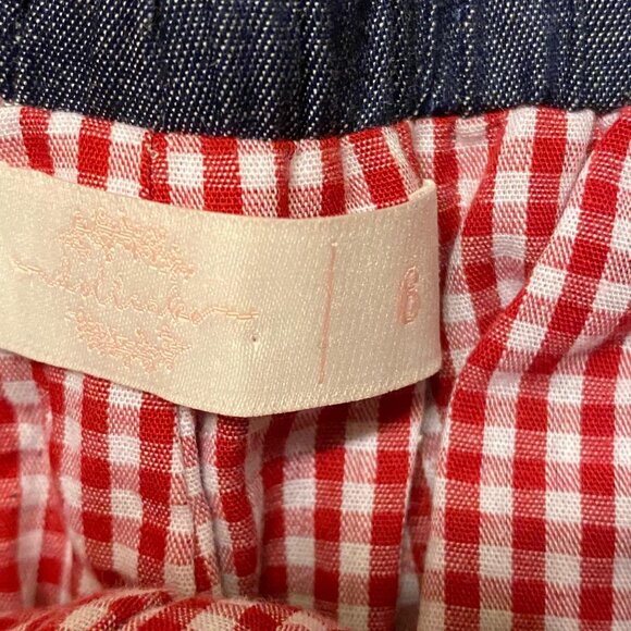 Dollcake Picnic in the Park Sz 6 Red Gingham Top & Shorts Outfit w/ Hair Bow NWO - Picture 4 of 7